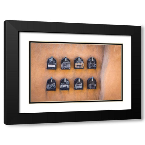 Mailboxes Black Modern Wood Framed Art Print with Double Matting by Mahan, Kathy