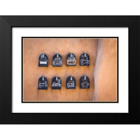 Mailboxes Black Modern Wood Framed Art Print with Double Matting by Mahan, Kathy