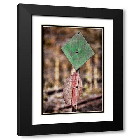 Train Signal Black Modern Wood Framed Art Print with Double Matting by Mahan, Kathy