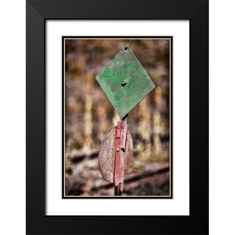Train Signal Black Modern Wood Framed Art Print with Double Matting by Mahan, Kathy