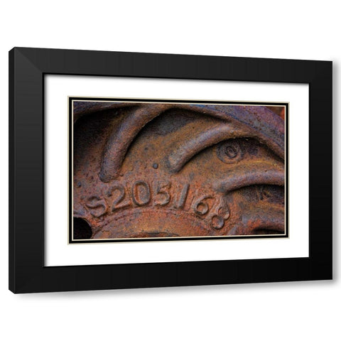 Train Wheel Black Modern Wood Framed Art Print with Double Matting by Mahan, Kathy