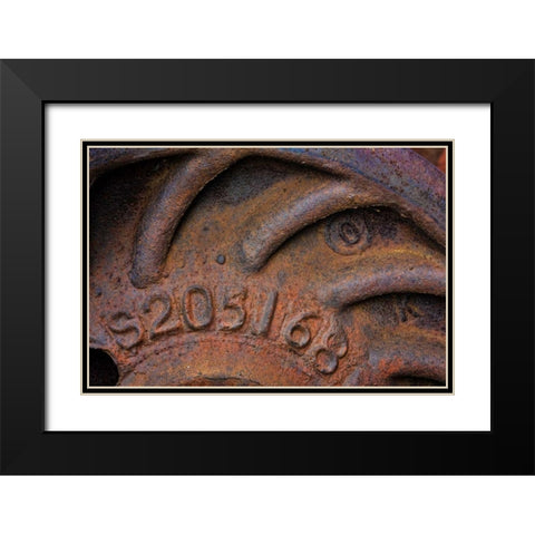 Train Wheel Black Modern Wood Framed Art Print with Double Matting by Mahan, Kathy