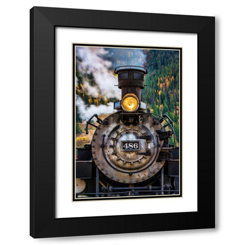 Locomotive I Black Modern Wood Framed Art Print with Double Matting by Mahan, Kathy