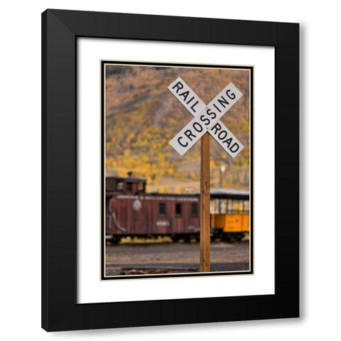 Railroad Crossing Black Modern Wood Framed Art Print with Double Matting by Mahan, Kathy