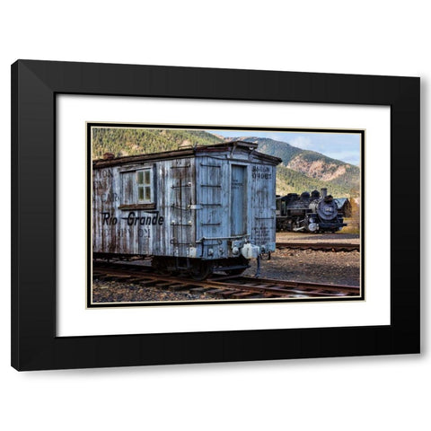Vintage Caboose II Black Modern Wood Framed Art Print with Double Matting by Mahan, Kathy