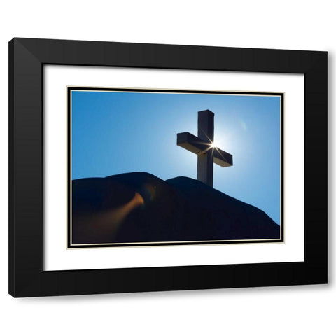 Church Cross I Black Modern Wood Framed Art Print with Double Matting by Mahan, Kathy