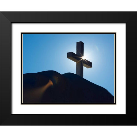 Church Cross I Black Modern Wood Framed Art Print with Double Matting by Mahan, Kathy