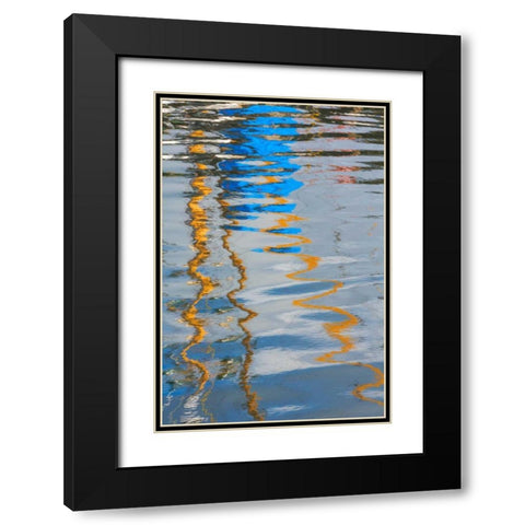 Boat Reflection I Black Modern Wood Framed Art Print with Double Matting by Mahan, Kathy