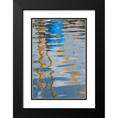 Boat Reflection I Black Modern Wood Framed Art Print with Double Matting by Mahan, Kathy