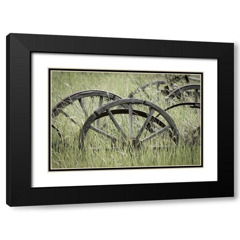 Ole Wagon Wheels II Black Modern Wood Framed Art Print with Double Matting by Mahan, Kathy