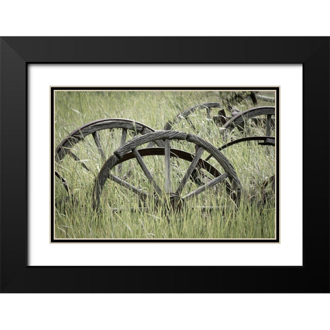Ole Wagon Wheels II Black Modern Wood Framed Art Print with Double Matting by Mahan, Kathy