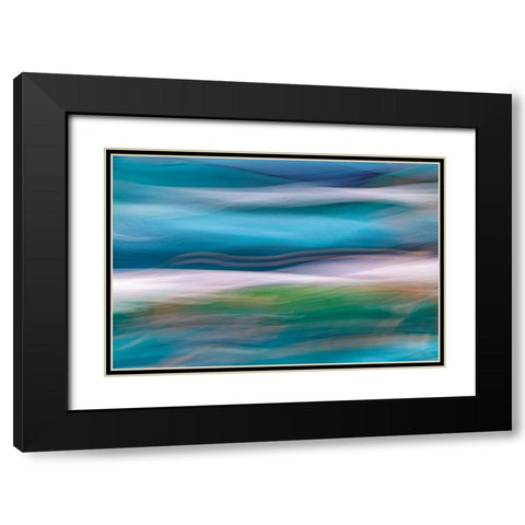 Waves of Blue II Black Modern Wood Framed Art Print with Double Matting by Mahan, Kathy