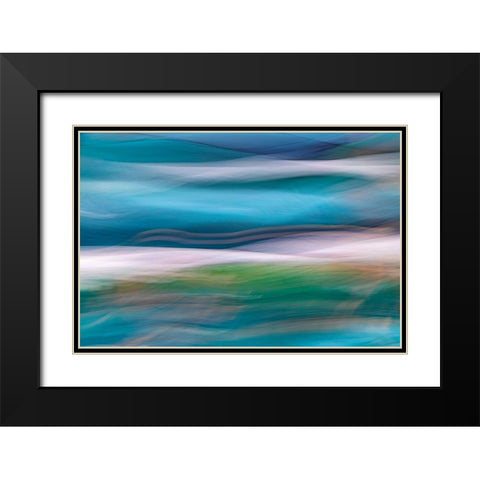 Waves of Blue II Black Modern Wood Framed Art Print with Double Matting by Mahan, Kathy