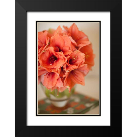 Peach Bouquet Black Modern Wood Framed Art Print with Double Matting by Millet, Karyn