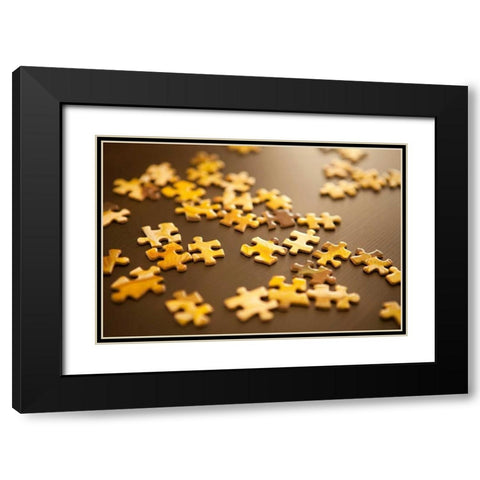 Puzzle I Black Modern Wood Framed Art Print with Double Matting by Millet, Karyn