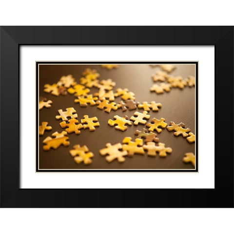 Puzzle I Black Modern Wood Framed Art Print with Double Matting by Millet, Karyn