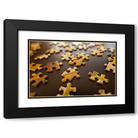 Puzzle II Black Modern Wood Framed Art Print with Double Matting by Millet, Karyn