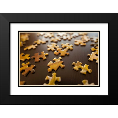Puzzle II Black Modern Wood Framed Art Print with Double Matting by Millet, Karyn