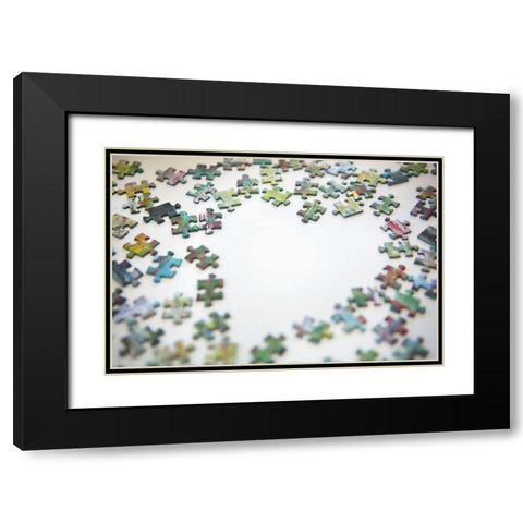 Puzzle Heart II Black Modern Wood Framed Art Print with Double Matting by Millet, Karyn