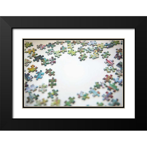 Puzzle Heart II Black Modern Wood Framed Art Print with Double Matting by Millet, Karyn