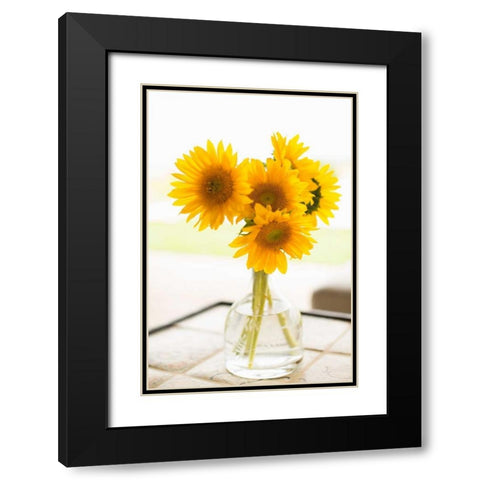 Sunflowers in Small Vase Black Modern Wood Framed Art Print with Double Matting by Millet, Karyn