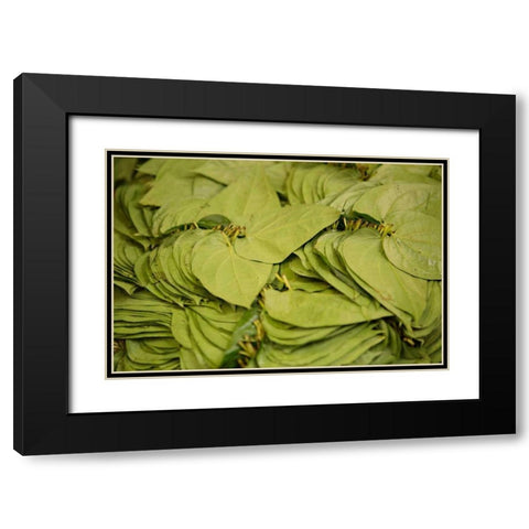 Leaves Black Modern Wood Framed Art Print with Double Matting by Millet, Karyn