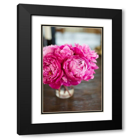 Peonies in Vase Black Modern Wood Framed Art Print with Double Matting by Millet, Karyn