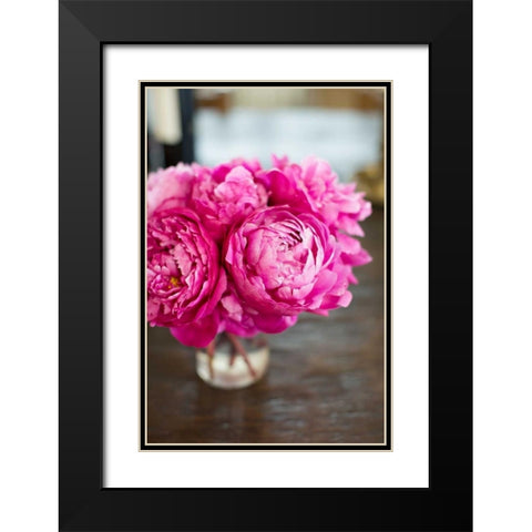Peonies in Vase Black Modern Wood Framed Art Print with Double Matting by Millet, Karyn