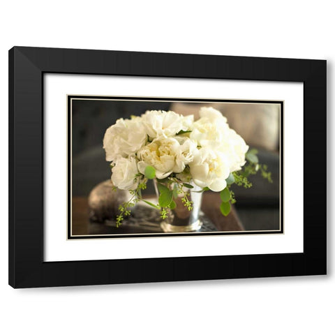 Vintage White Peony Black Modern Wood Framed Art Print with Double Matting by Millet, Karyn