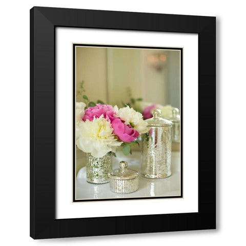 Peonies in the Loo Black Modern Wood Framed Art Print with Double Matting by Millet, Karyn