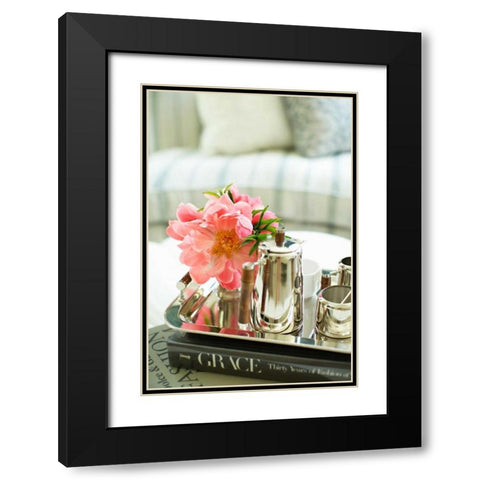 Tea and Flowers Black Modern Wood Framed Art Print with Double Matting by Millet, Karyn