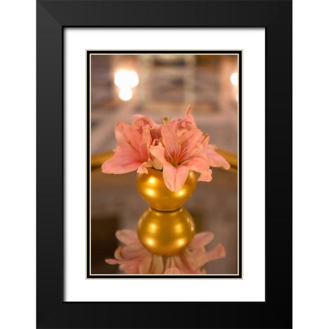 Lillies Bouquet Black Modern Wood Framed Art Print with Double Matting by Millet, Karyn