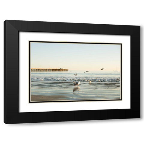 Ocean Pier Black Modern Wood Framed Art Print with Double Matting by Millet, Karyn