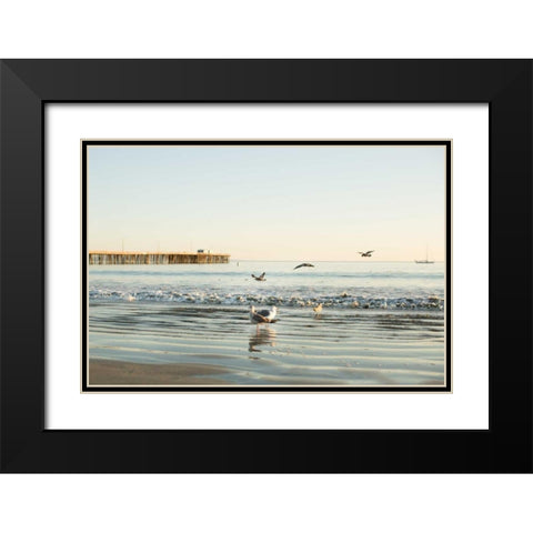 Ocean Pier Black Modern Wood Framed Art Print with Double Matting by Millet, Karyn