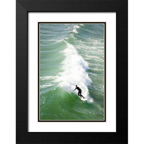 Surfing Black Modern Wood Framed Art Print with Double Matting by Millet, Karyn