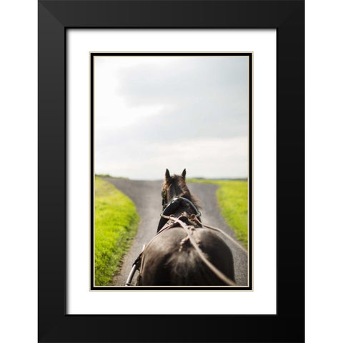 Horse Drawn Black Modern Wood Framed Art Print with Double Matting by Millet, Karyn