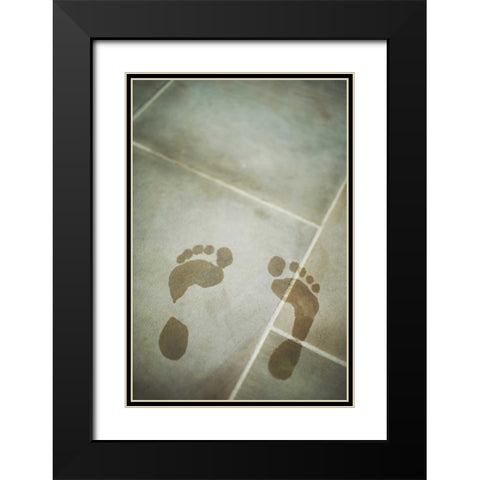 Footprints Black Modern Wood Framed Art Print with Double Matting by Millet, Karyn
