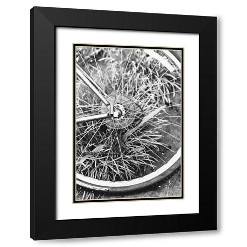 Bike Spoke Black Modern Wood Framed Art Print with Double Matting by Millet, Karyn