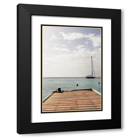 Dock View II Black Modern Wood Framed Art Print with Double Matting by Millet, Karyn