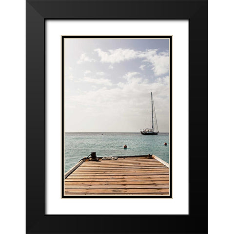 Dock View II Black Modern Wood Framed Art Print with Double Matting by Millet, Karyn
