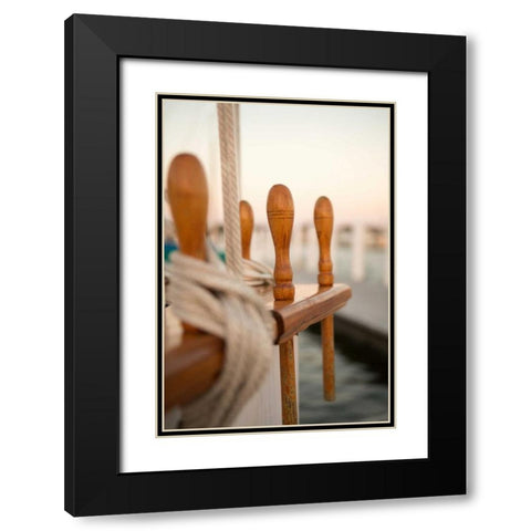 Boat Ties Black Modern Wood Framed Art Print with Double Matting by Millet, Karyn