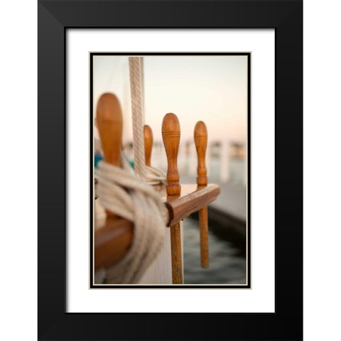 Boat Ties Black Modern Wood Framed Art Print with Double Matting by Millet, Karyn