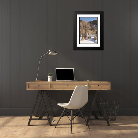 Snowy Path Black Modern Wood Framed Art Print with Double Matting by Millet, Karyn