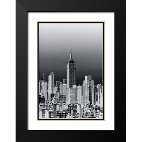 New York Cityscape Negative BandW Black Modern Wood Framed Art Print with Double Matting by Millet, Karyn