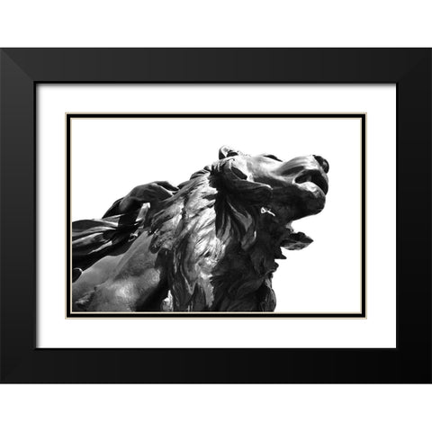 Stone Lion Black Modern Wood Framed Art Print with Double Matting by Millet, Karyn