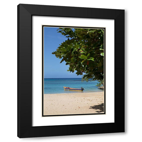 Beachside Jon Boat Black Modern Wood Framed Art Print with Double Matting by Millet, Karyn