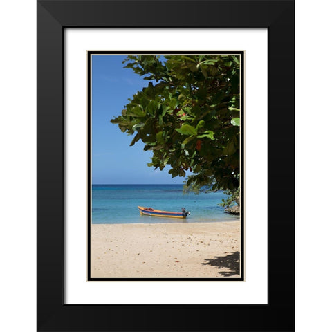Beachside Jon Boat Black Modern Wood Framed Art Print with Double Matting by Millet, Karyn