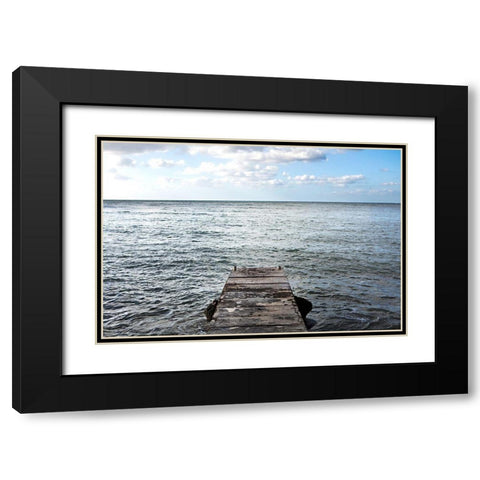 Pier Over The Rocky Sea Black Modern Wood Framed Art Print with Double Matting by Millet, Karyn