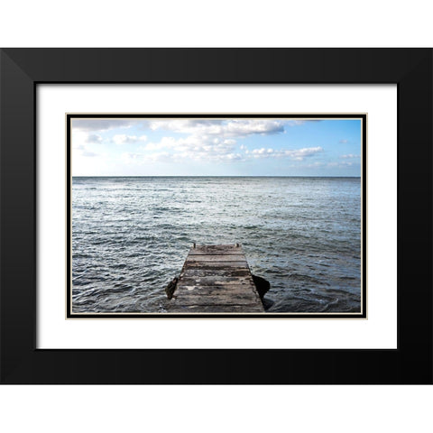 Pier Over The Rocky Sea Black Modern Wood Framed Art Print with Double Matting by Millet, Karyn