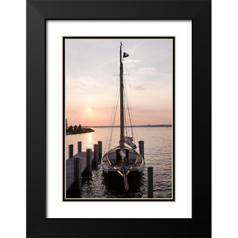 Sailing Silhouette at Sunset Black Modern Wood Framed Art Print with Double Matting by Millet, Karyn